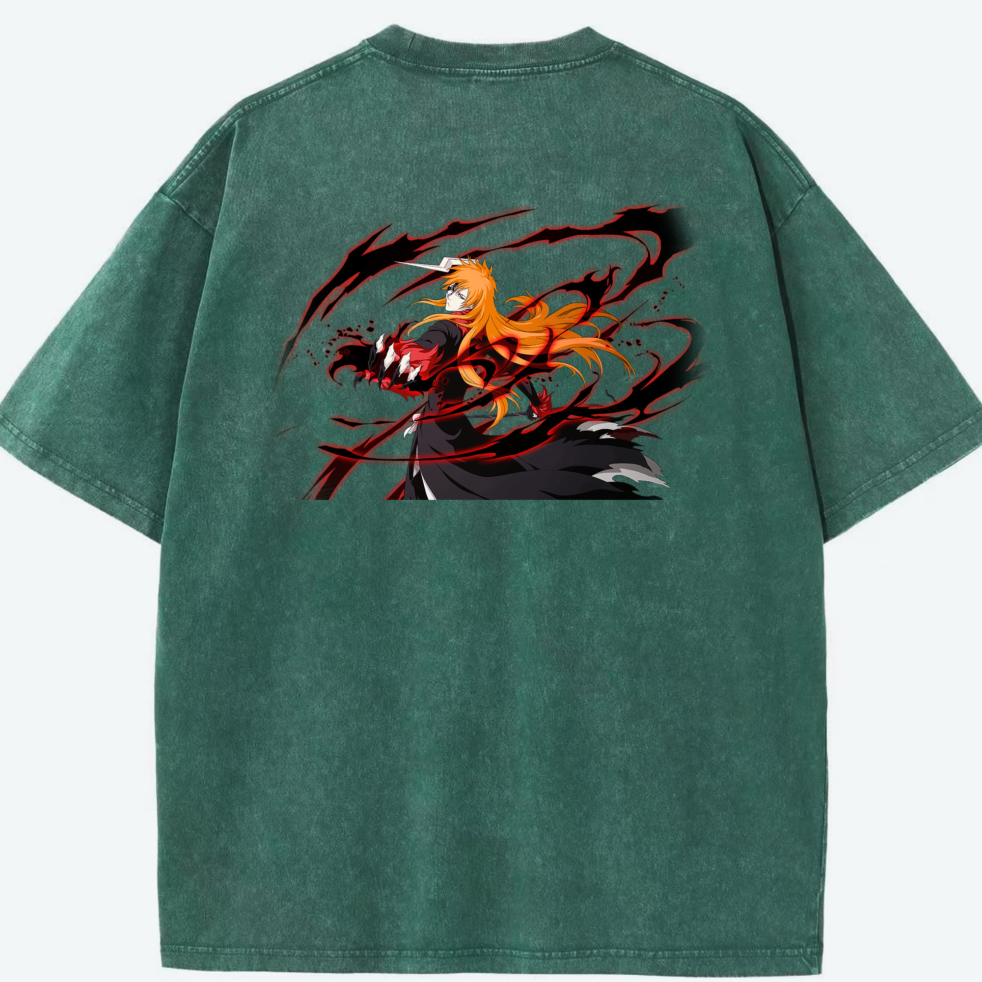 （画像用） ブリーチ 黒崎一護（くろさき いちご）BLEACH Kurosaki Ichigo 綿100% ヴィンテージ風 半袖Tシャツ（背面プリント）